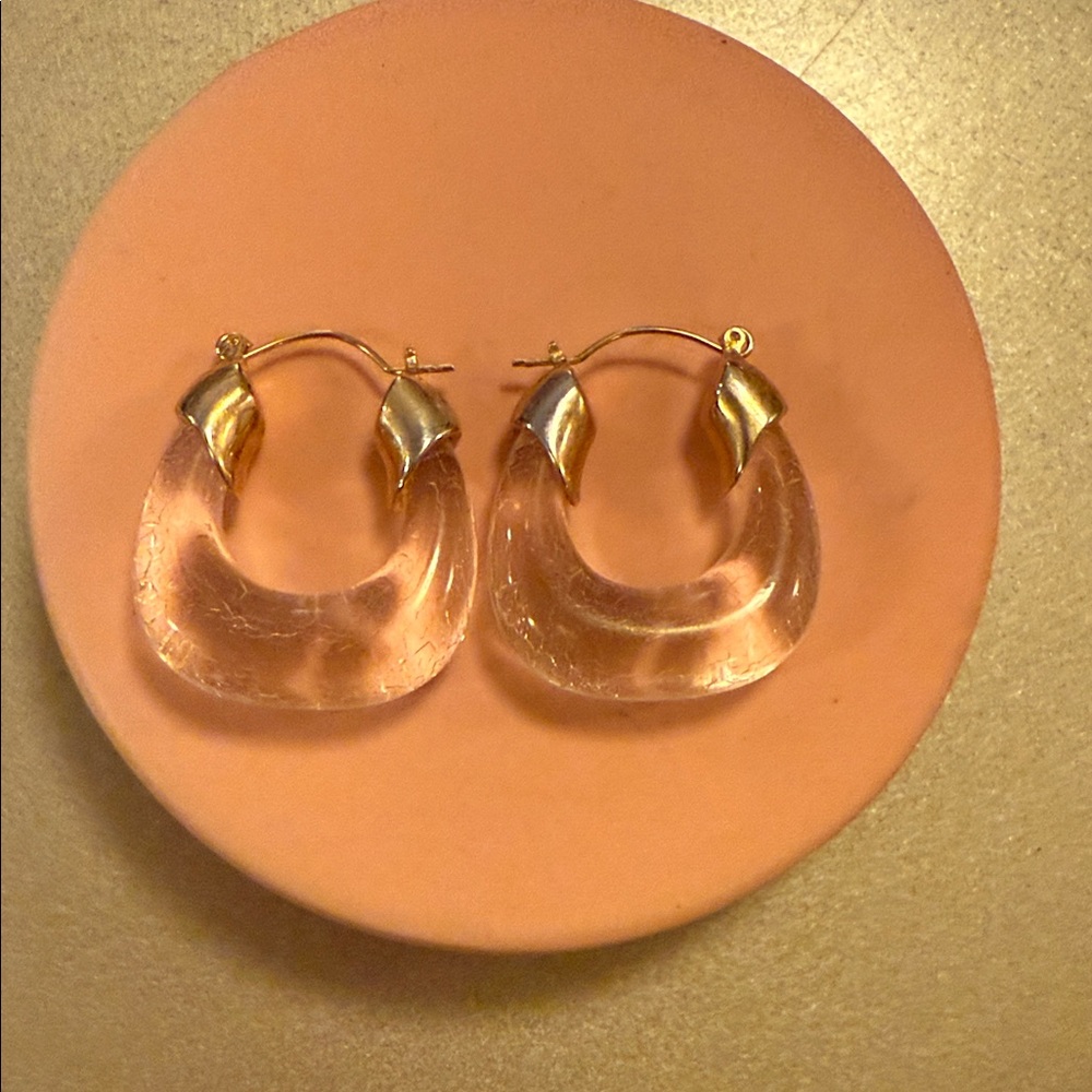 Chic Gold and Clear Women's Hoop Earrings